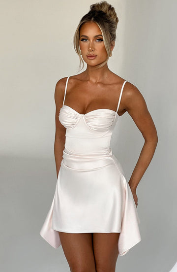 Zahra Mini Šaty - Krémová